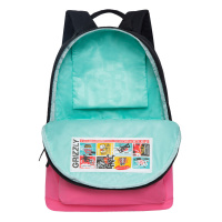 Рюкзак подростковый 26*38*12см Grizzly "Черный-розовый" полиэстер