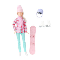 Кукла 29см "София" руки и ноги сгибаются, сноуборд, шлем, обувь