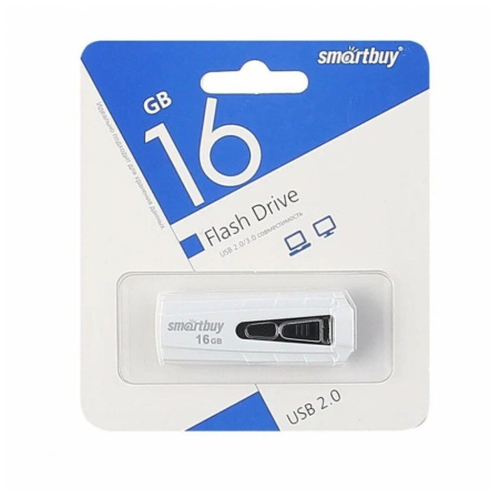 Флеш-драйв  16 GB USB 2.0 Smartbuy IRON White