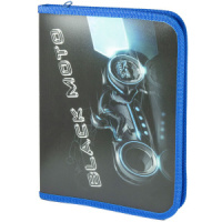 Папка д/тетрад. А5 (230*180*25) 1отд. молния вокруг, пластик "Black moto"