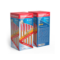 Ручка шар. ЕК R-301 0.7мм ORANGE Stick&Grip красная, пласт.корп., резиновый держатель