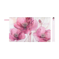 Планинг дат. 2026г 175*105мм 64л., кожзам., мягк.пер. "Розовые маки" тисн.фольгой, резинка, ляссе