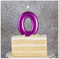 Свеча-цифра "0" Ярко-розовая 8см.