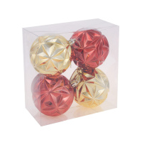 Набор елочных шаров 8 см, 4 шт., бронза, золото, пластик