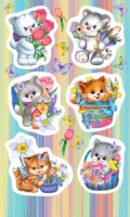 Наклейки детские 15*9см  "Котики"