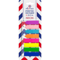 Закладки с липким краем 4 цв. (45*12мм- прямоуг) + 4цв. (45*12мм- стрелки) 8*25л. НЕОН, пластиковые