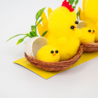 Сувенир пасхальный "Курочка с цыпленком пушистые в гнезде" 5см, 2шт