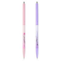 Ручка шар. Феникс+ "Цветы" синяя, 0,38мм, софт-тач