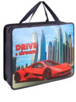 Папка А4 (334*260*80) с ручками, молния, пластик "Красный гиперкар"