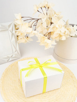 Лента упаковочная атласная 12мм*22м, Горошек, желтая