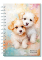 Блокнот А6 гребень 7БЦ 100л "Забавные  щенки" кл.