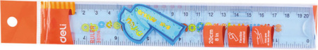 Линейка 20см пластик., прозрачн., синяя