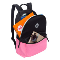 Рюкзак подростковый 26*38*12см Grizzly "Черный-розовый" полиэстер