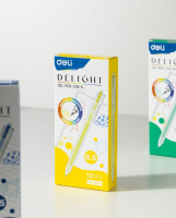 Ручка гелевая Deli Delight   0,5мм желтая, прозрачный корпус