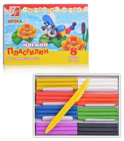 Пластилин  8цв 132гр. Кроха, мягкий, карт.упак., со стеком