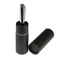 Ручка автомат. в футляре "Napoli. Черная с серебром" шарик., 1,0мм, металл., синие чернила