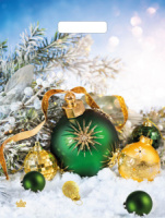 Пакет 40*31см (30мк) с вырубной укрепл. ручкой "Шарики на снегу" ПВД