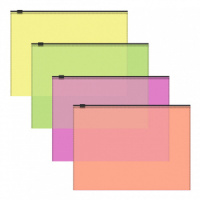 Конверт на молнии В5 0,14мм полупрозрачный Fizzy Neon, ассорти