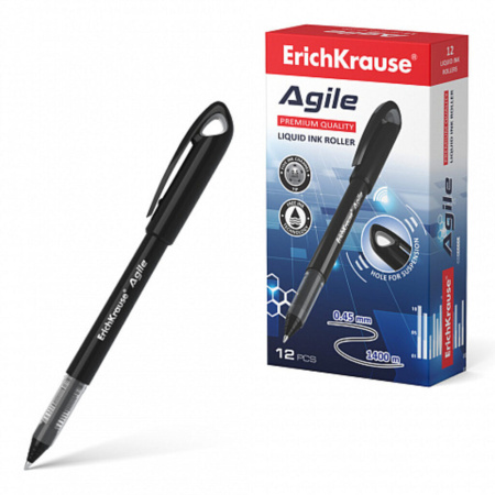 Ручка роллер Agile черная, 0,45мм