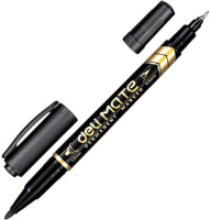 Маркер перманентный двухсторонний  0,5мм и 1мм , чёрный