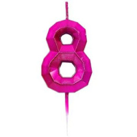 Свеча-цифра "8" Диамант Маджента, 4,5см.