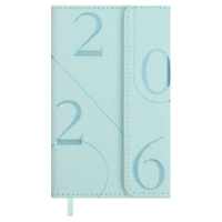 Еженедельник дат. 2026г 95*155мм 64л., кожзам., тв.пер. "Бьянчини мятный" тисн.фольгой, ляссе