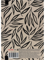 Блокнот А5 7БЦ  72л "Черные листья на светлом" в точку, мат.лам., резинка