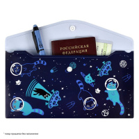 Конверт на кнопке  с рисунком 260*140мм, Коты в космосе