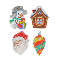 Роспись по дереву Игрушки на ёлку "Зимине напевы" 4 шт 5+