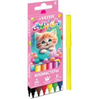 Фломастеры   6цв "deVENTE. Candy Cat", вентил.колпачок, картон