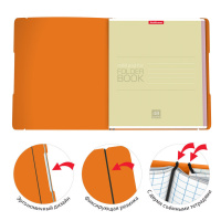 Тетрадь А5  2*48л. кл. Erich Krause "FolderBook Neon,",съемная пластик. обл. оранжевая