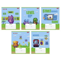 Тетрадь А5 12л кл. Hatber "Пиксель_Level Up" 5 диз.в блоке, белизна 100%