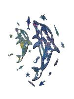 Пазлы фигурные 92 элемента 2шт 168*80мм, 260*120мм "Дельфины"