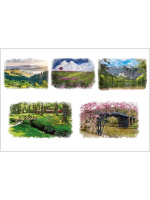 Акварельная раскраска по эскизам А4, 10л. "Пейзажи", блок бумага 200г/м