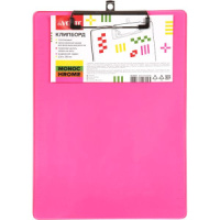 Клипборд А4, Monochrome розовый, пластик 2 мм, с линейкой