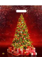 Пакет 45*38см (60мк) с вырубной укрепл. ручкой "Елочное сияние" Глянец ПВД