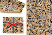 Бумага упаковочная крафт 70*100см  "#С днем рождения"