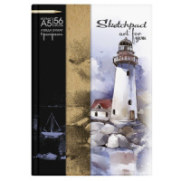 Скетчпад А5  56л., 7БЦ, 100гр/м2,120гр/м2,80гр/м2 "Маяк" белый, зеленый, крафт-бумага