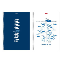 Тетрадь А4  80л кл. гребень Hatber "Рыба моя" перф.на отрыв, цв.срез, софт-тач, 2диз.