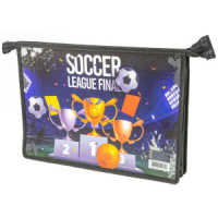Папка д/труда А4 (325*230*100) 2отд. молния сверху, пластик "Футбольная лига"