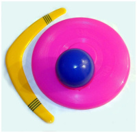 Набор игр. Бумаренг малый 30см, Летающая тарелка 23см,  Мяч