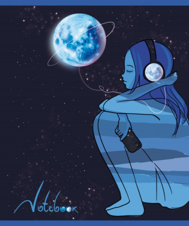 Тетрадь А5 48л кл. ПЗБМ "Космо" софт.тач, мат. лам., глиттер, 5диз.в блоке, бел.100%