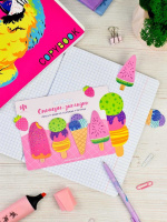 Бумага с липким краем  60л, фигурная "Мороженое" 4цв*15л.