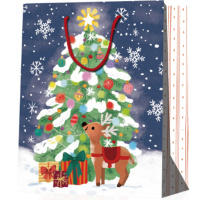 Пакет подар. бум. новогодн. 18*23*10 см 210 гр/м2 "Пряничное настроение" микс дизайнов