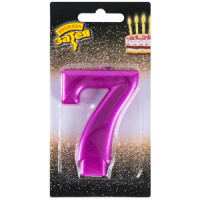 Свеча-цифра "7" Ярко-розовая 8см.