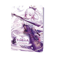 Блокнот 120*170мм  32л скоба "Волшебные миры Тейвата (бело-фиолетовый  девушка с катаной)"