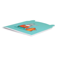 Блокнот 120*170мм  32л скоба "Зайка-кофеман" лин., фигурн.вырубка, мат.лам.