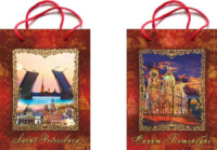 Пакет бум. (110*140мм) "Ночной Спас-Коллаж" красный, малый