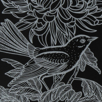 Гравюра-скретчинг 18*24см с эффектом голграфик Япония "Хризантема" 6+