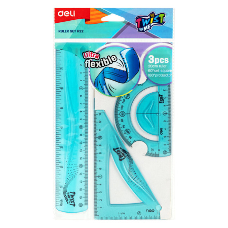 Набор геометрический (угольник., 20см лин.,трансп), ассорти
